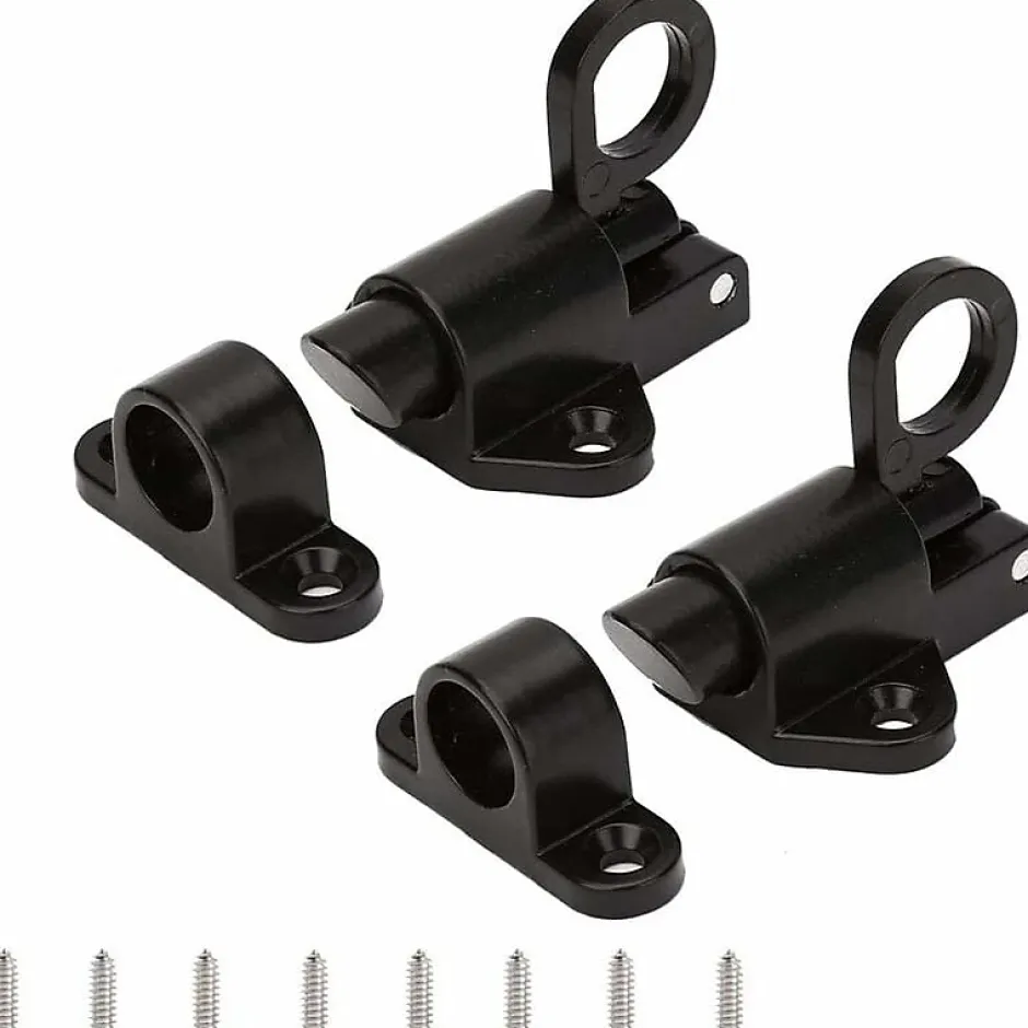 Deko Serrures de porte 2 pièces-serrures de sécurité automatiques pour portes de fenêtre-loquet à ressort (noir)