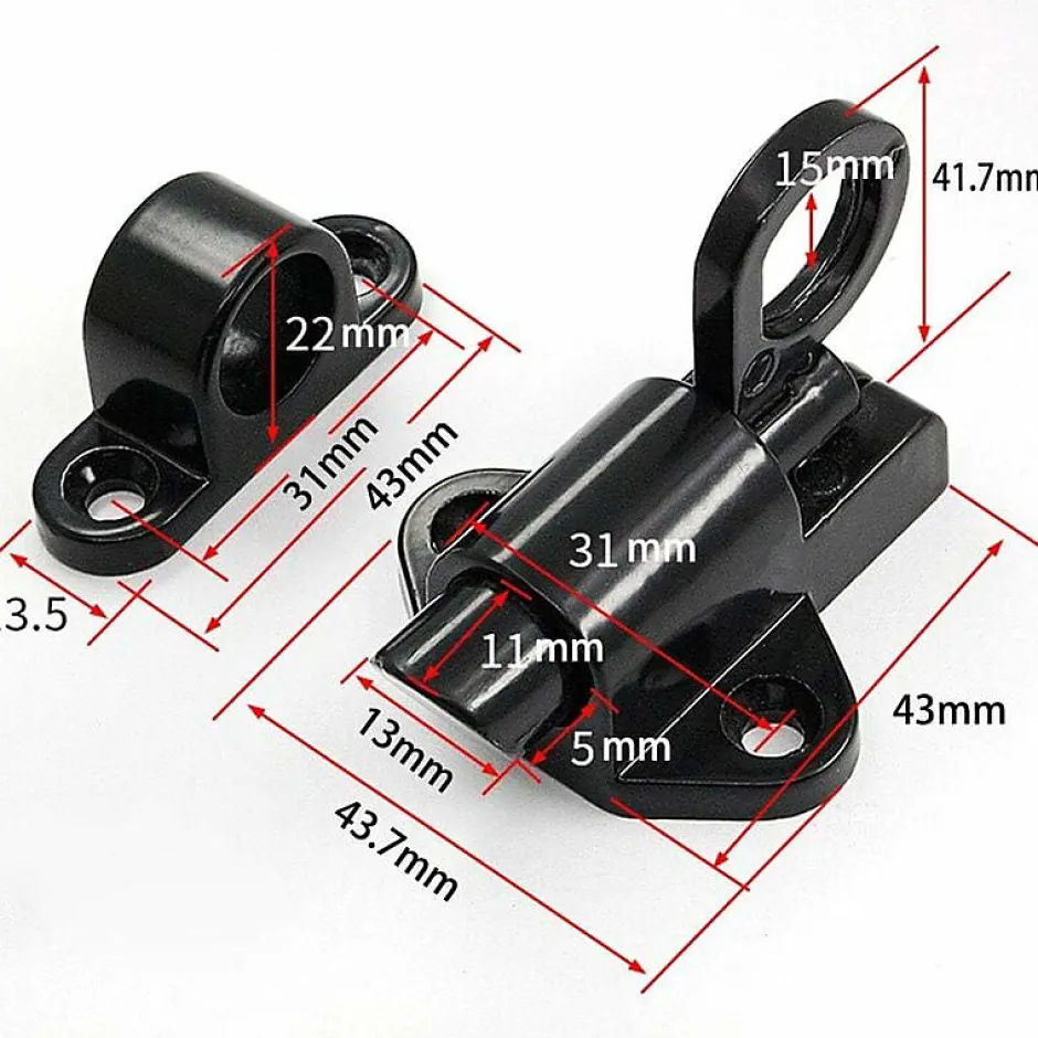 Deko Serrures de porte 2 pièces-serrures de sécurité automatiques pour portes de fenêtre-loquet à ressort (noir)