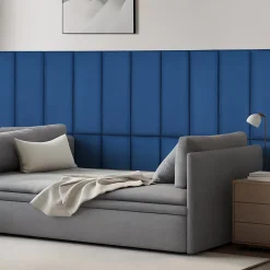 Set de 2 coussins muraux Carpino en velours 90 x 30 cm bleu marine neu.haus-[Neu.Haus]