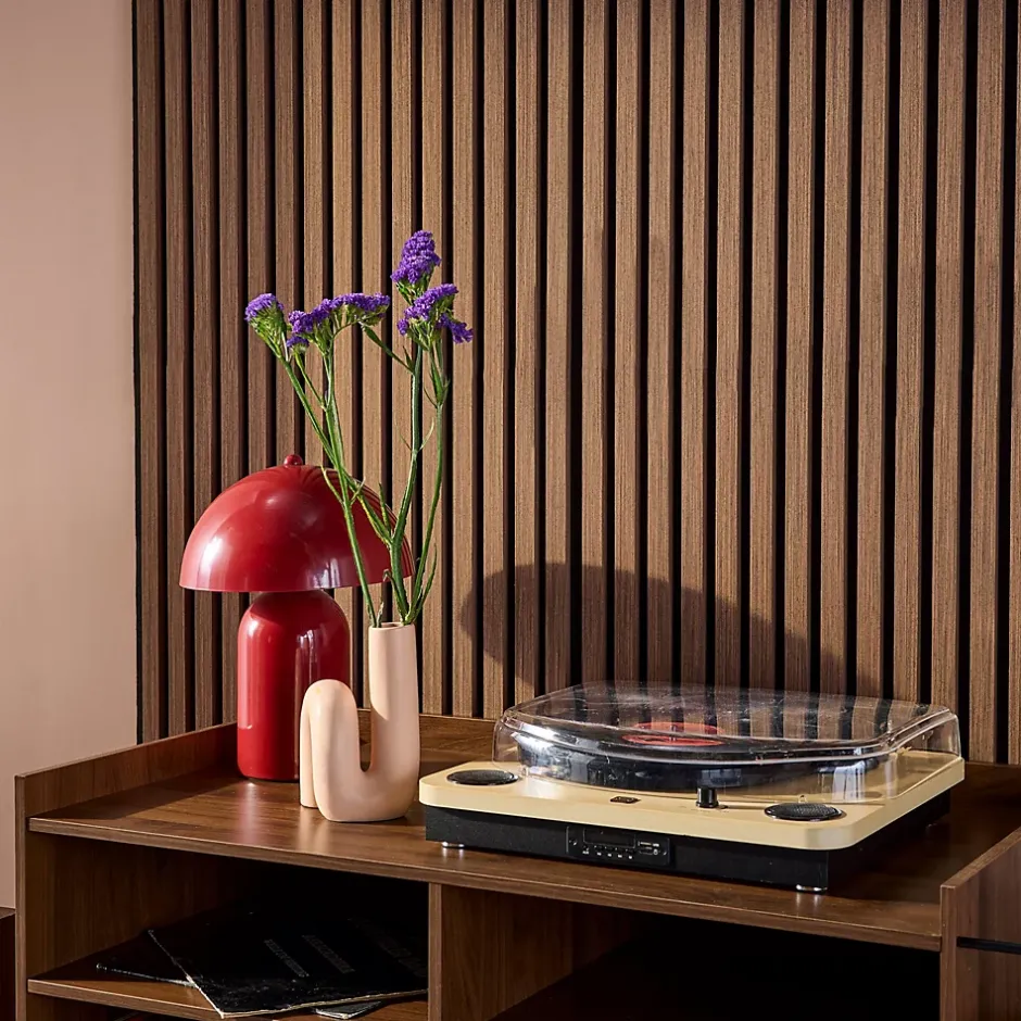 Sweeek Set de 4 panneaux muraux acoustiques décoratifs en feutrine et MDF noyer 60x120cm - Kyoto