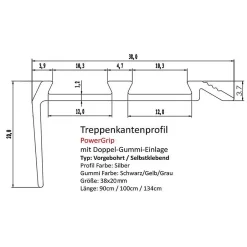 Seuil d'escalier Avec double caoutchouc Power Grip Longueur 90 cm Autocollant Gris --Floordirekt Best