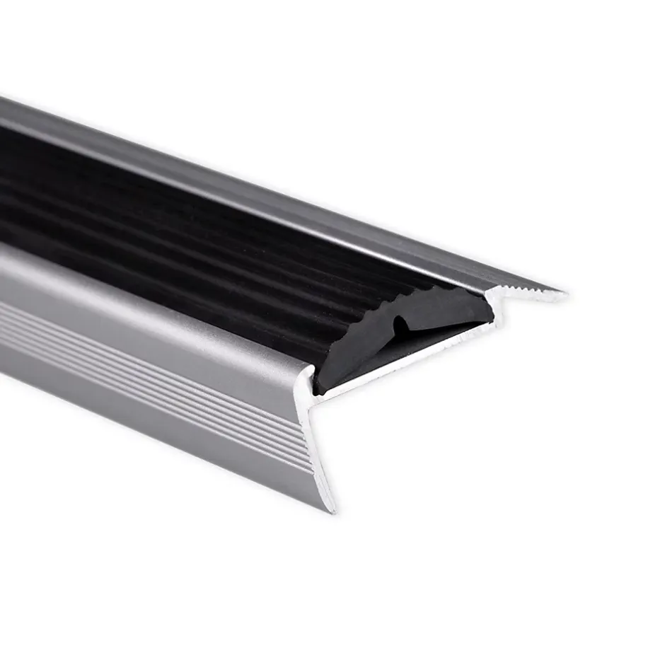 Floordirekt Seuil d'escalier Avec simple caoutchouc Power Grip Longueur: 100 cm Pré-percé Noir