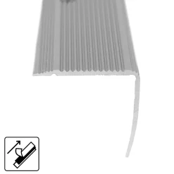 Floordirekt Seuil d'escalier Integral, Forme: L 35 x 30 mm Longueur: 134 cm, Auto-adhésif, Argent