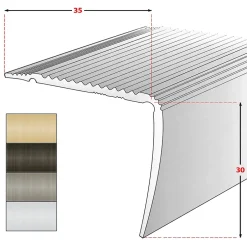 Floordirekt Seuil d'escalier Integral, Forme: L 35 x 30 mm Longueur: 134 cm, Auto-adhésif, Argent