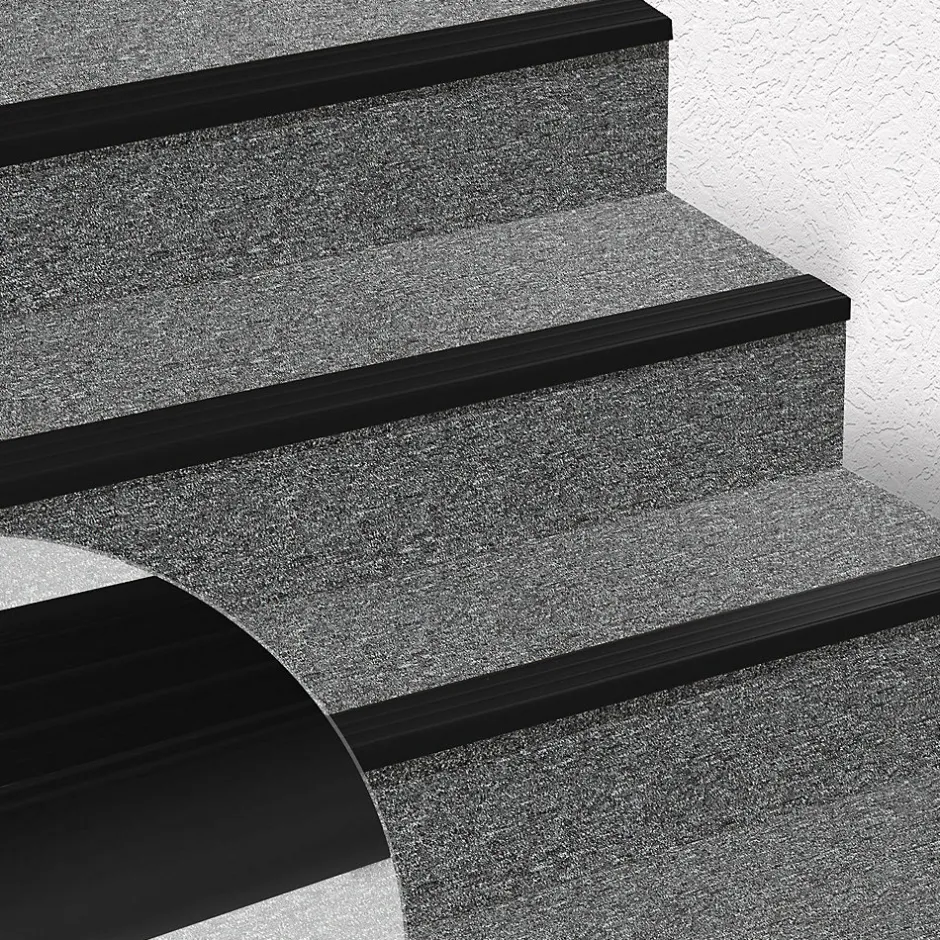 Floordirekt Seuil d'escalier Michigan PVC 45 x 42 mm Noir Longueur: 120 cm
