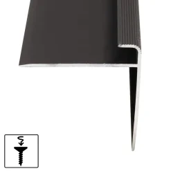 Floordirekt Seuil d'escalier Safety Forme F Aluminium anodisé Bronze foncé S 90 cm