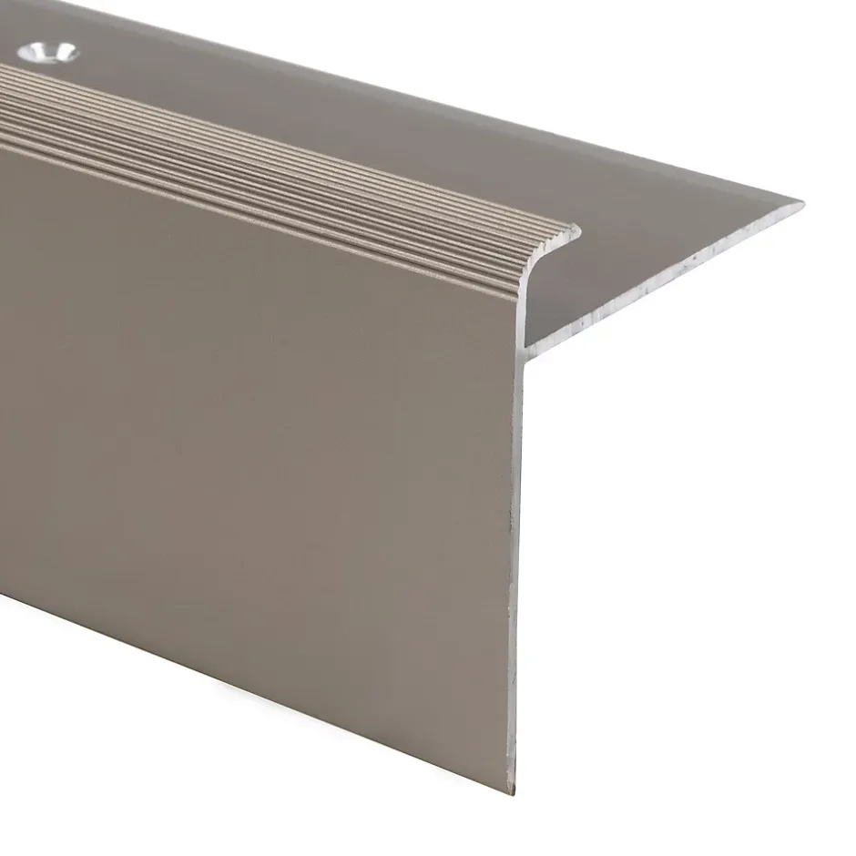 Seuil d'escalier Safety Forme F Aluminium anodisé Bronze clair S 90 cm-Floordirekt Discount