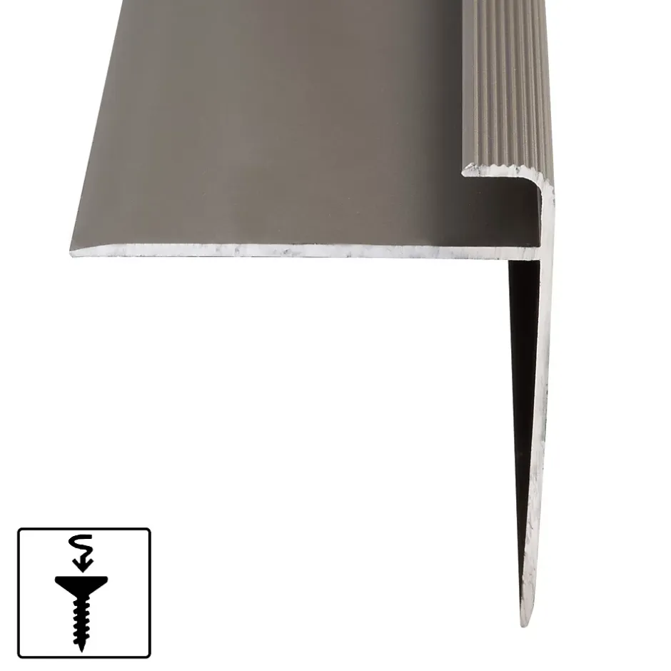 Seuil d'escalier Safety Forme F Aluminium anodisé Bronze clair S 90 cm-Floordirekt Discount