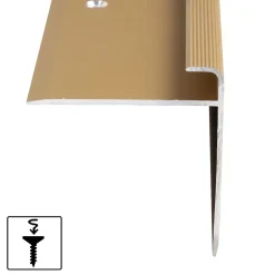 Seuil d'escalier Safety Forme: F Aluminium anodisé Or élégant M 100 cm-Floordirekt Sale