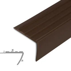 Seuil d'escalier Toronto PVC Montage avec ou sans perçage 40 x 25 mm Marron Longueur: 100 cm-Floordirekt Best