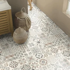 Tarkett Sol Lino - Carreaux de ciment - Naturel - Rouleau de 3m x 4m