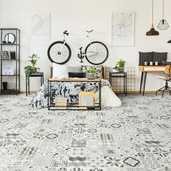 Sol Lino - Carreaux de ciment - Noir - Rouleau de 3m x 4m-Tarkett Discount