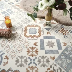 Tarkett Sol Lino - Carreaux de ciment - Naturel - Rouleau de 2m x 2m