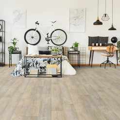 Sol Lino - Imitation parquet bois blanc vieilli - Rouleau de 4m x 4m-Décoweb Outlet