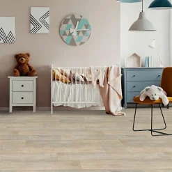Décoweb Sol Lino - Imitation parquet bois blanc vieilli - Rouleau de 4m x 2m