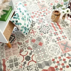 Sol Lino Carreaux de ciment - Brique - Rouleau de 2m x 2m-Tarkett