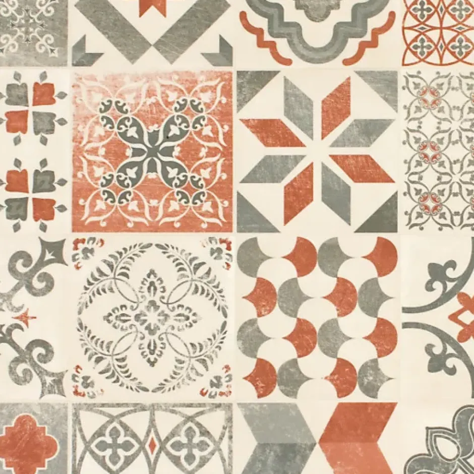 Sol Lino Carreaux de ciment - Brique - Rouleau de 4m x 5m-Tarkett Outlet