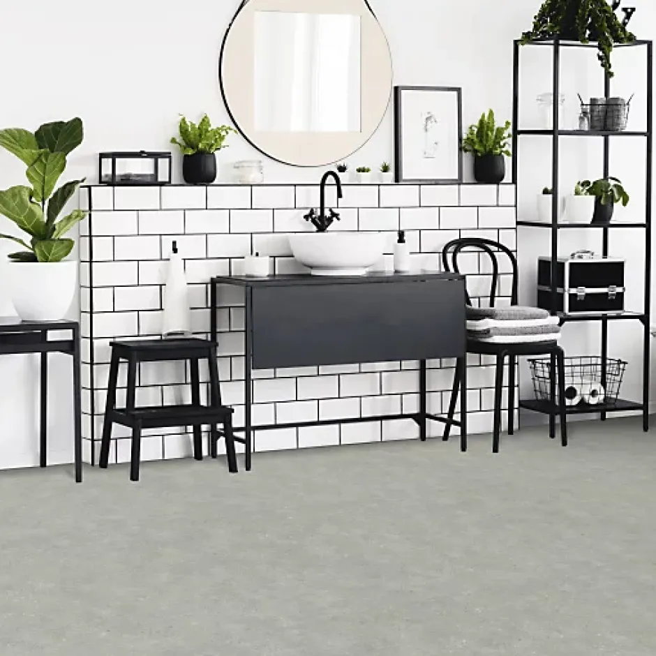 Sol Lino Imitation pierre calcaire grise - Rouleau de 3m x 4m-Décoweb Outlet