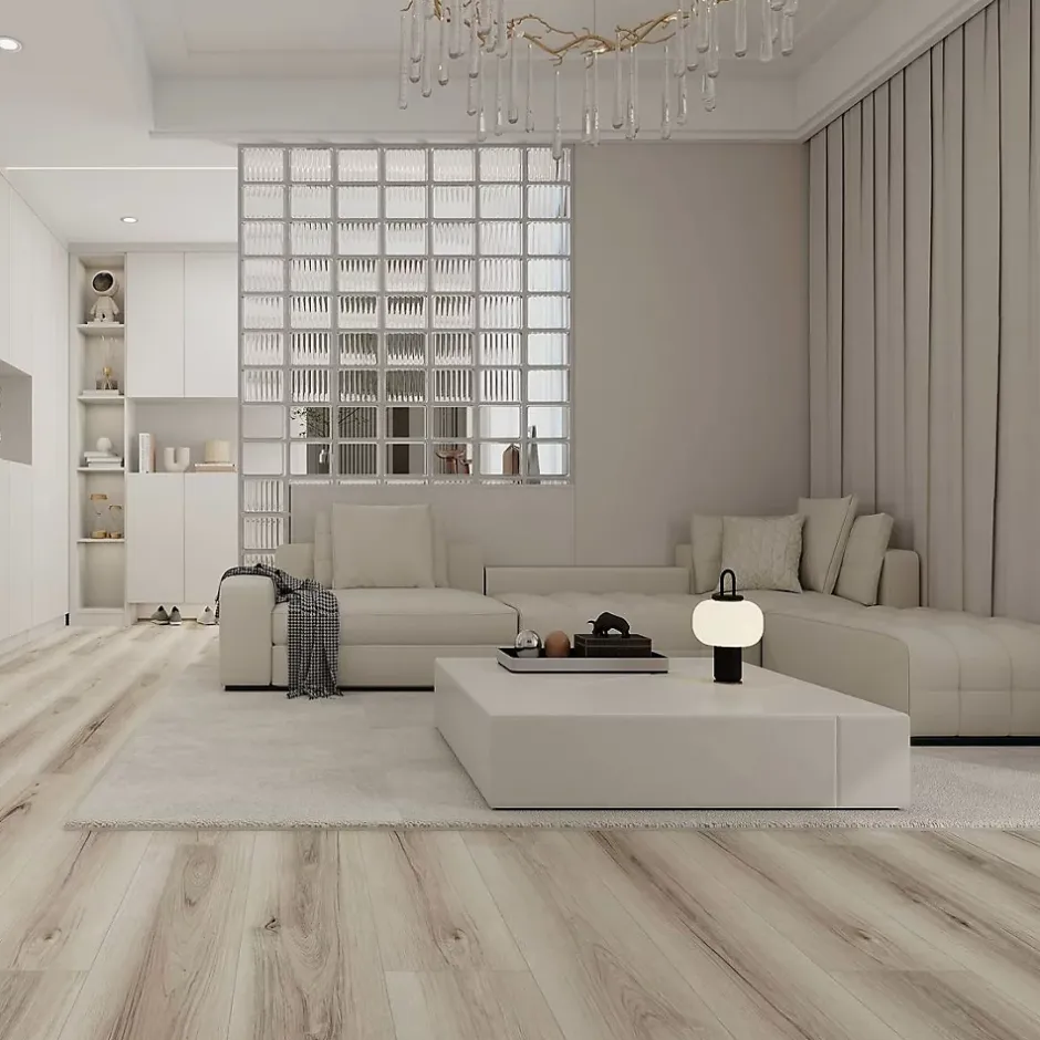 Sol PVC clipsable avec sous couche intégrée- GARANTIE 20 ans - Clair nuance - Dimensions L 122 cm x l 23 cm - Epaisseur 5,5 mm-Rentside Best