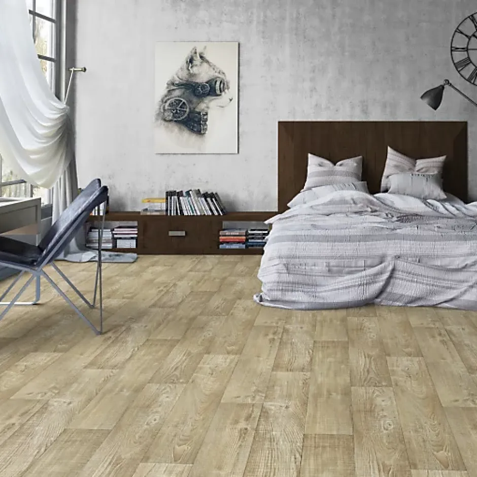 Sol PVC Imitation parquet Mélèze Brun Clair - Rouleau de 4m x 6m-Tarkett Sale
