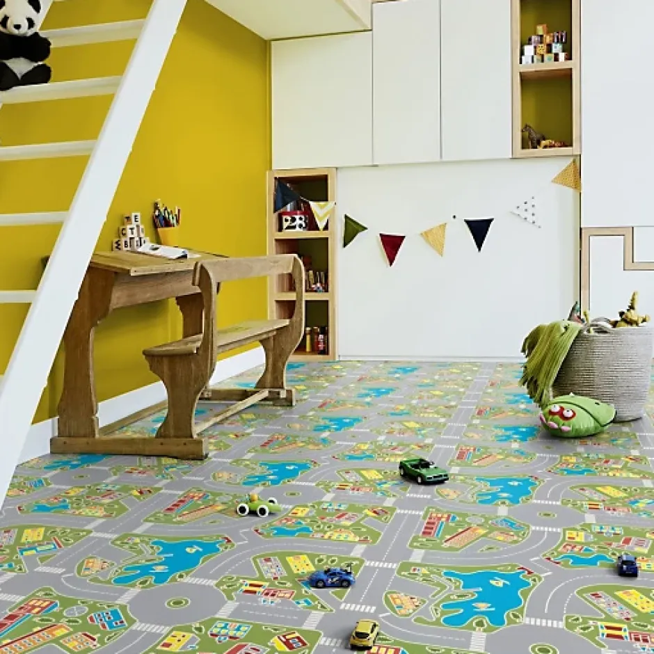 Tarkett Sol PVC pour enfants - Rues de la ville verte - Rouleau de 3m x 3m