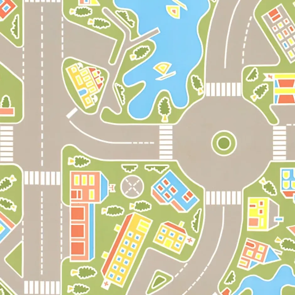 Tarkett Sol PVC pour enfants - Rues de la ville verte - Rouleau de 3m x 3m