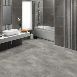 Sol PVC Textile - Aspect béton griffé gris - Rouleau de 2m x 5m-Décoweb