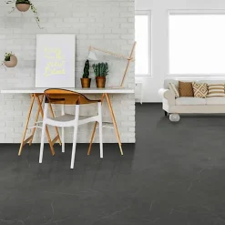 Décoweb Sol PVC Textile - Aspect marbre anthracite - Rouleau de 3m x 7m