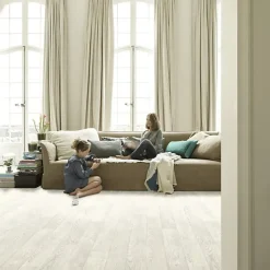 Décoweb Sol PVC Textile - Aspect parquet chêne blanc - Rouleau de 4m x 4m