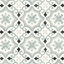 Sol PVC Textile - Effet carreaux de ciment Gris - Rouleau de 2m x 2m-Décoweb Best