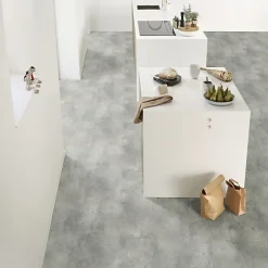 Sol PVC Textile Aspect béton griffé gris clair - Rouleau de 4m x 4m-Décoweb Hot