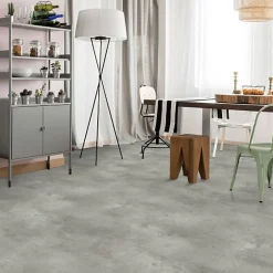 Sol PVC Textile Aspect béton griffé gris clair - Rouleau de 4m x 4m-Décoweb Hot