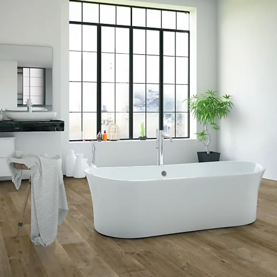 Décoweb Sol PVC textile Aspect parquet chêne brun - Rouleau de 4m x 5m