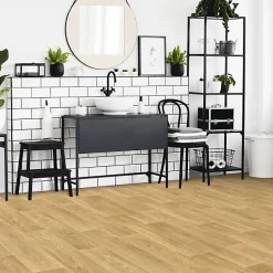 Décoweb Sol PVC Textile Imitation parquet Chêne Maritime - Rouleau de 4m x 4m