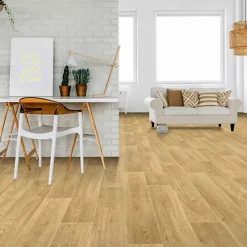 Décoweb Sol PVC Textile Imitation parquet Chêne Maritime - Rouleau de 4m x 4m