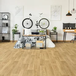 Décoweb Sol PVC Textile Imitation parquet Chêne Maritime - Rouleau de 4m x 4m