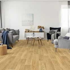 Décoweb Sol PVC Textile Imitation parquet Chêne Maritime - Rouleau de 4m x 4m