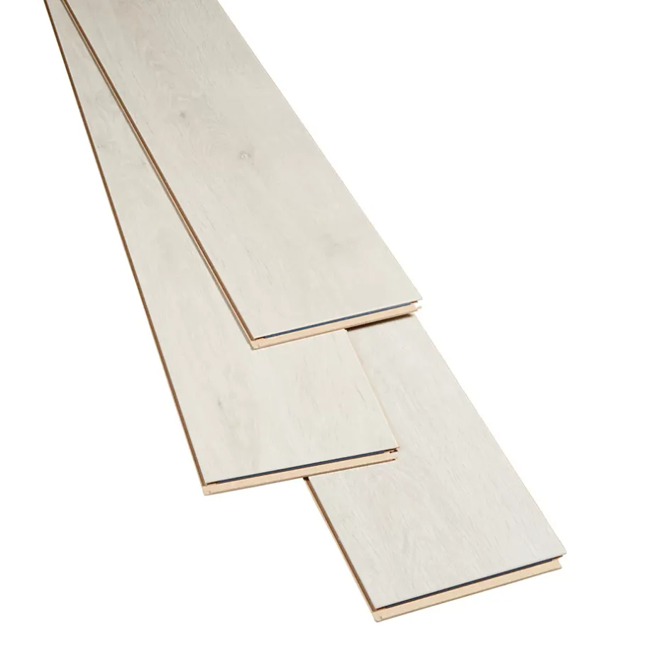 Sol stratifié à clipser Barkly Blanc 8 mm - L.129 x l.19.4 cm-GoodHome