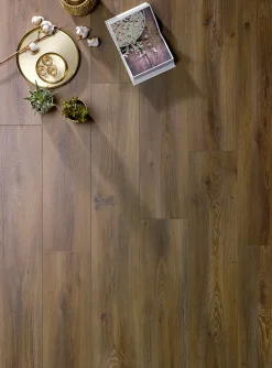 Sol stratifié à clipser Calypso brun 8 mm L.128.6 x l.19.2 cm