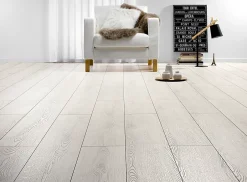 Sol stratifié à clipser Ginger blanc 8 mm L.128.6 x l.19.2 cm- New