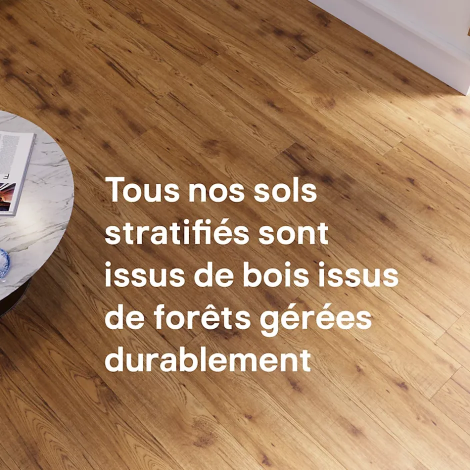 Sol stratifié à clipser Hickory chêne brun AC5 10mm - L.138 x l.15,9 cm-GoodHome New