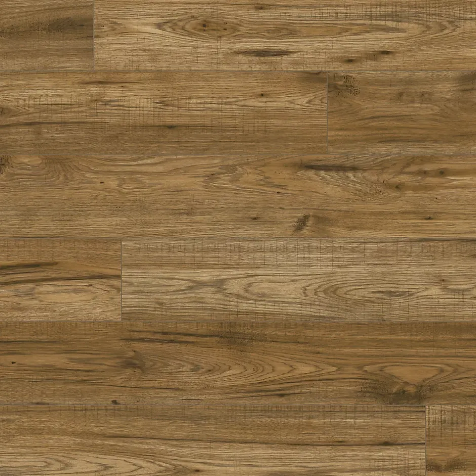 Sol stratifié à clipser Hickory chêne brun AC5 10mm - L.138 x l.15,9 cm-GoodHome New