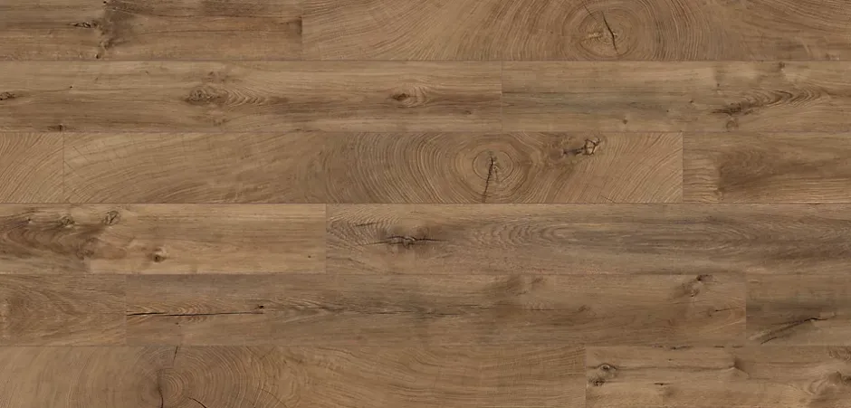 GoodHome Sol stratifié à clipser Lydney chêne brun 12 mm - L.138 x l.15.9 cm