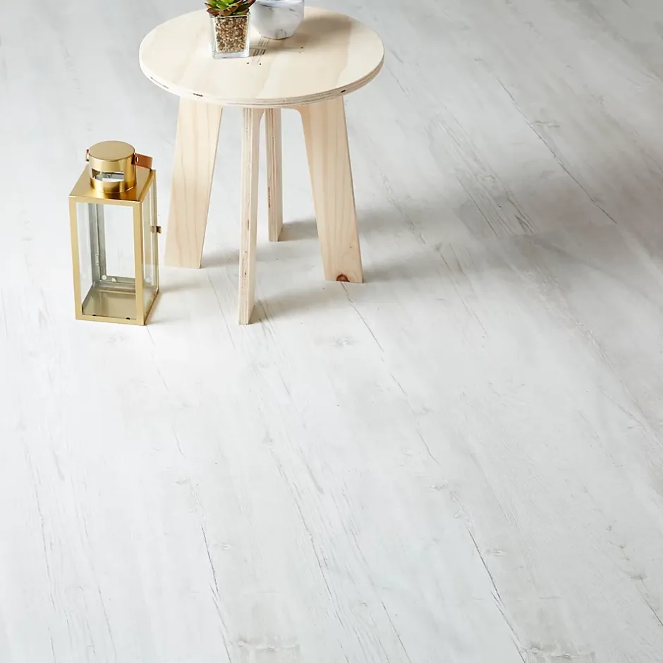 GoodHome Sol stratifié à clipser Macquarie blanc 7 mm L.138 x l.19.3 cm