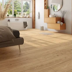 Sol stratifié Alicante , passage extrême AC6, effet chêne miel, L.128,6 cm x l.21,4 cm x ép.10 mm, résistant à l'eau-Homflor Online