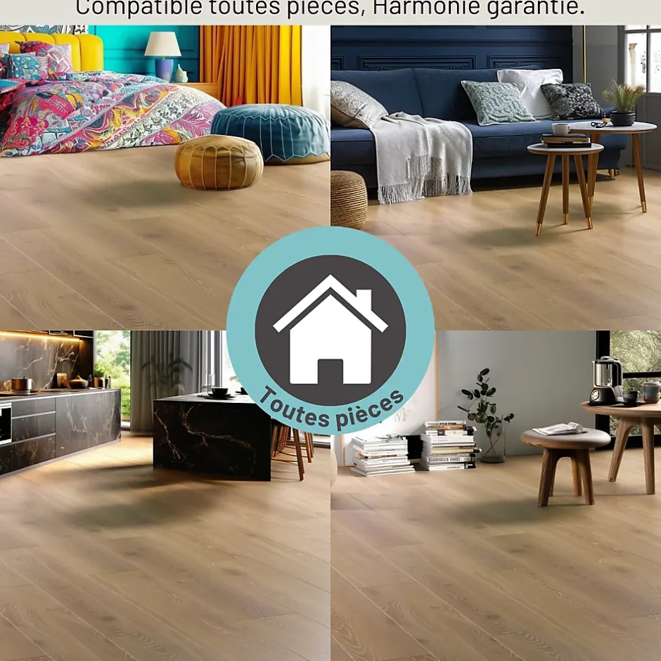 Sol stratifié Alicante , passage extrême AC6, effet chêne miel, L.128,6 cm x l.21,4 cm x ép.10 mm, résistant à l'eau-Homflor Online