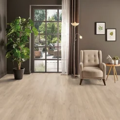 GoodHome Sol stratifié Amande chêne naturel blanc avec sous-couche intégrée AC5