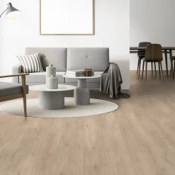 GoodHome Sol stratifié Amande chêne naturel blanc avec sous-couche intégrée AC5