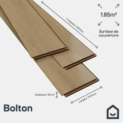 GoodHome Sol stratifié Bolton , passage intense AC5, effet chêne brun, L.126,1 cm x l.24,4 cm x ép.10 mm, résistant à l'eau