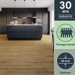 GoodHome Sol stratifié Byrd , passage intense AC5, effet chêne miel, L.125,7 cm x l.19,2 cm x ép.10 mm, résistant à l'eau